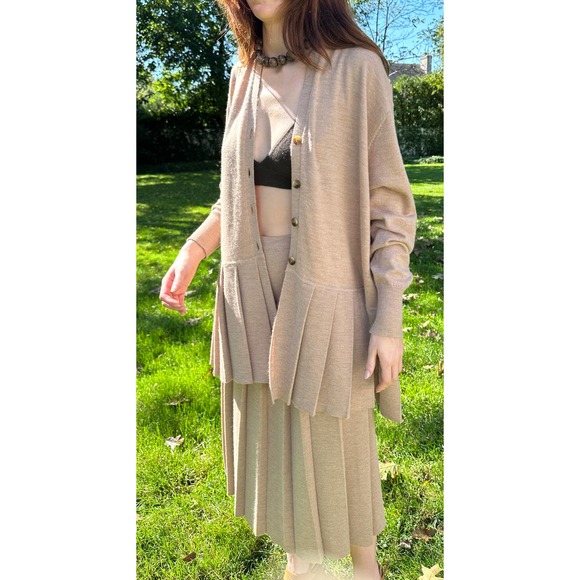 Lauren Manoogian OS One Size Pleat Cardigan Camel Wool Baby Alpaca NWT - Picture 13 of 16